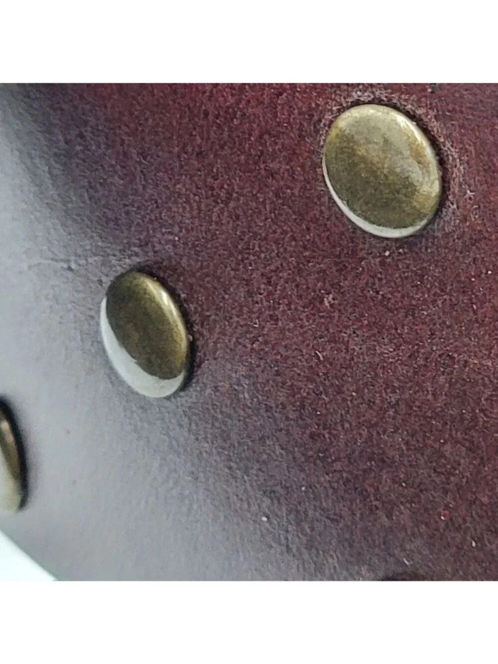 Vtg Y2K Boho  Brown Leather Studded Belt With Brass Buckle Unisex